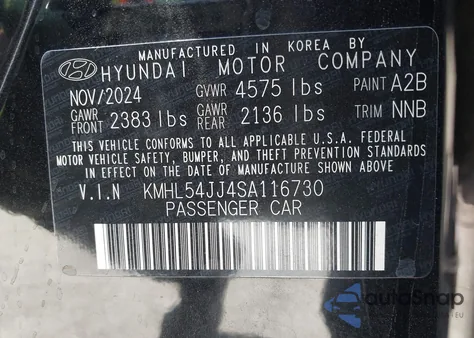 2025 Hyundai Sonata Hybrid Limited from USA, damaged, VIN KMHL54JJ4SA116730